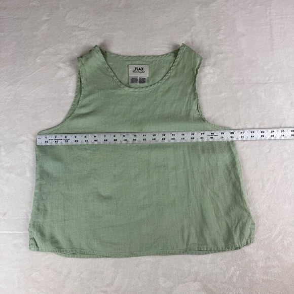 Flax 100% Linen Tank Top Womens S Green Sleeveless Summer Lagenlook Coastal Top - Picture 5 of 5